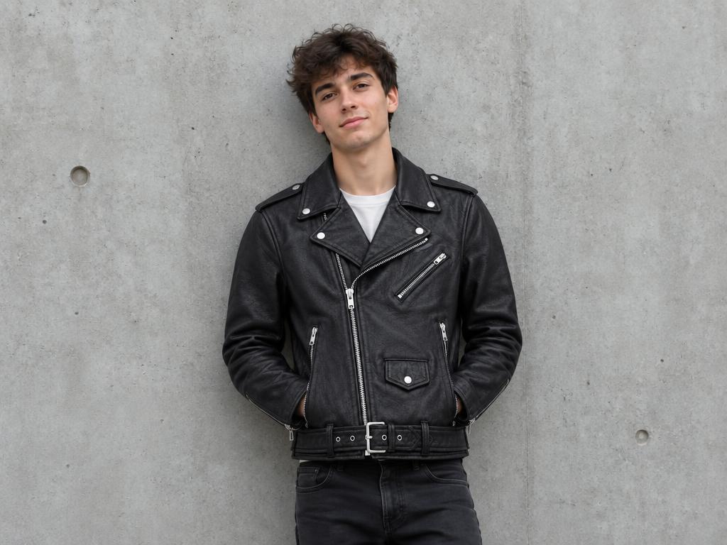 Hoodie to leather jacket