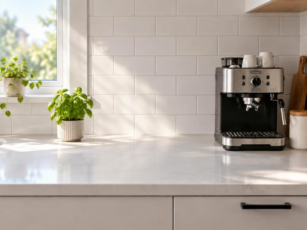 Basil plant added to a kitchen counter with the AI image editor