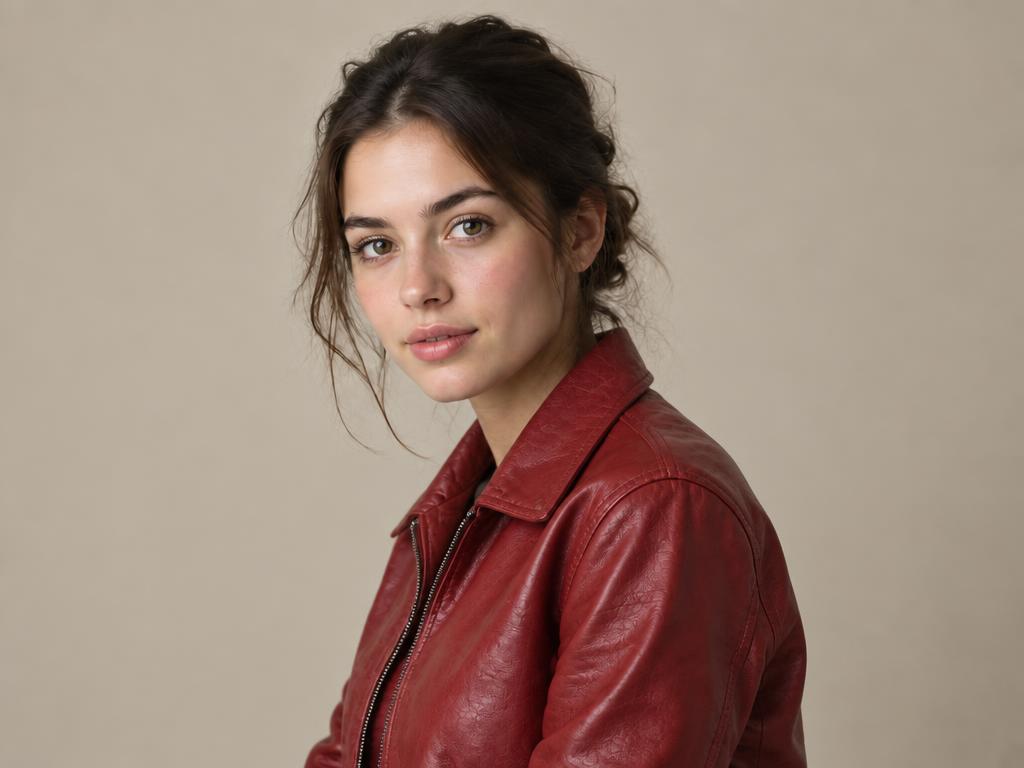 Hoodie changed to a red leather jacket with the AI image editor