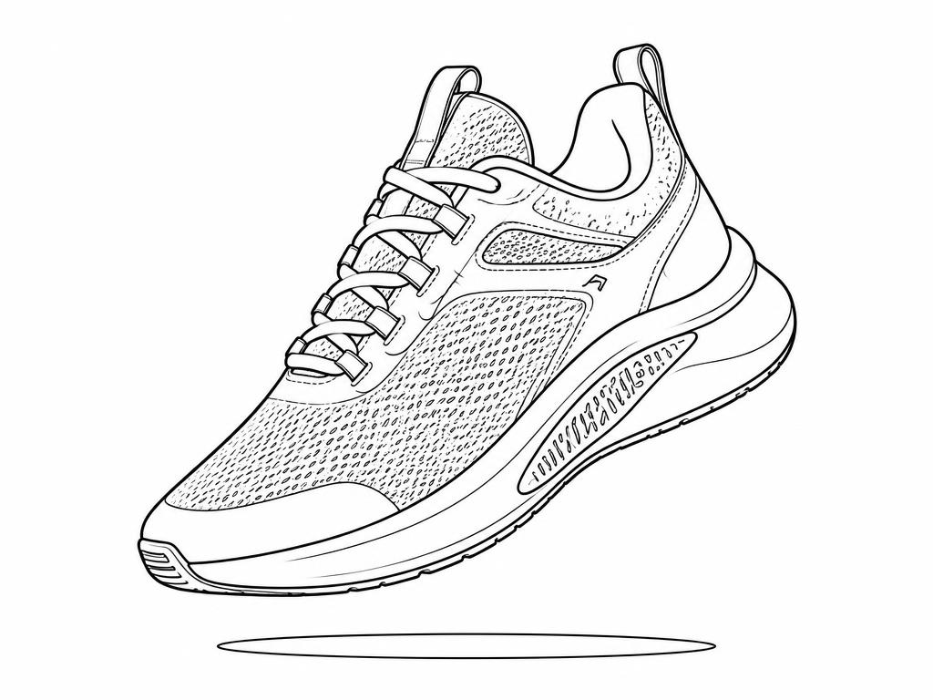Sneaker product photo converted into clean line art
